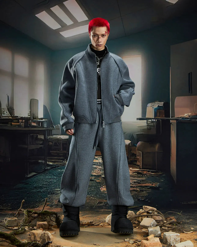 TALKLESSFASHION Deconstructed High-Weight Zipper Sweat Set