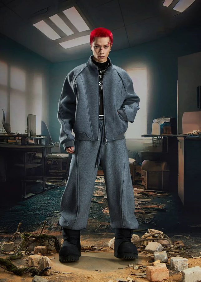 TALKLESSFASHION Deconstructed High-Weight Zipper Sweat Set