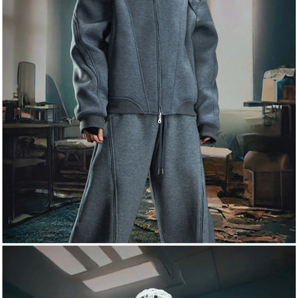 TALKLESSFASHION Deconstructed High-Weight Zipper Sweat Set