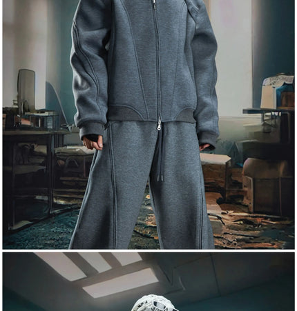 TALKLESSFASHION Deconstructed High-Weight Zipper Sweat Set