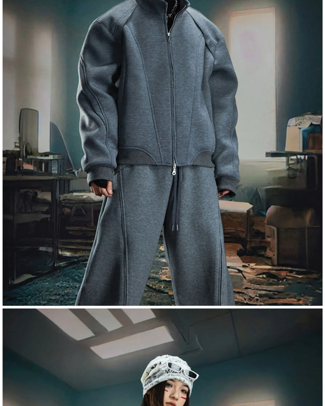 TALKLESSFASHION Deconstructed High-Weight Zipper Sweat Set
