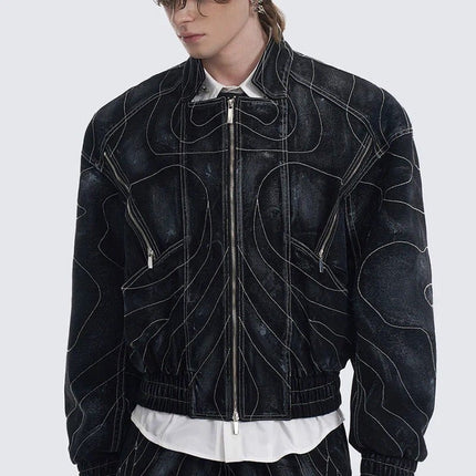TALKLESSFASHION Deconstructed Splicing Denim Short Jacket