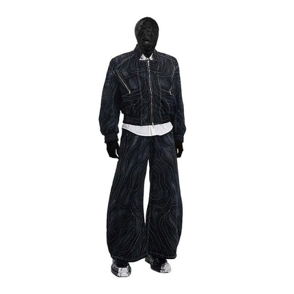 TALKLESSFASHION Deconstructed Splicing Denim Short Jacket