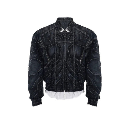 TALKLESSFASHION Deconstructed Splicing Denim Short Jacket