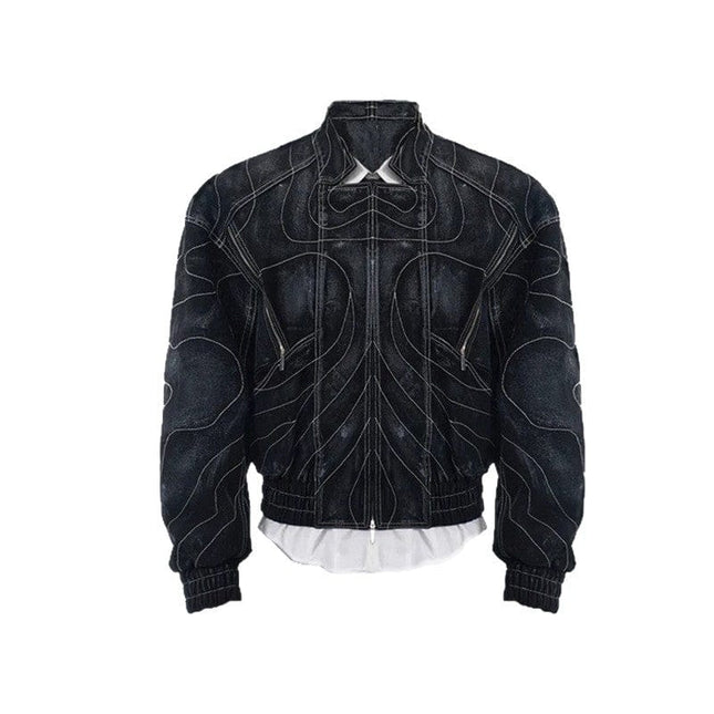 TALKLESSFASHION Deconstructed Splicing Denim Short Jacket