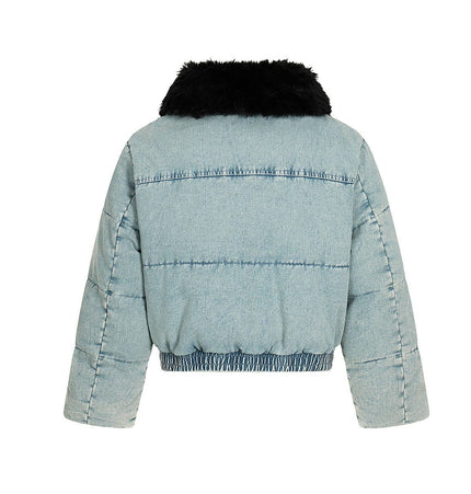 THETLSTUDIO Denim Fur Collar Puffer Jacket