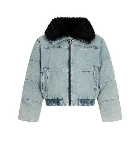 THETLSTUDIO Denim Fur Collar Puffer Jacket