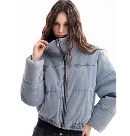 THETLSTUDIO Denim Fur Collar Puffer Jacket