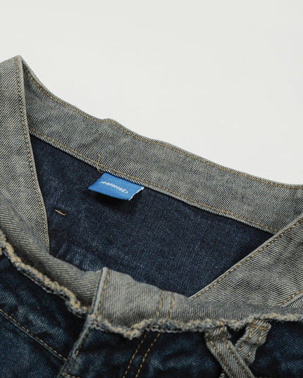 TALKLESSFASHION Destroyed Scimitar Wide-Leg Jeans
