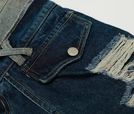 TALKLESSFASHION Destroyed Scimitar Wide-Leg Jeans