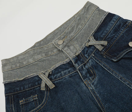 TALKLESSFASHION Destroyed Scimitar Wide-Leg Jeans