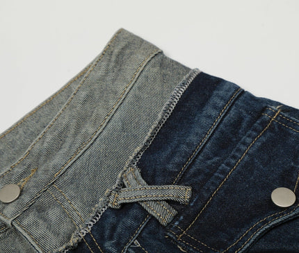TALKLESSFASHION Destroyed Scimitar Wide-Leg Jeans