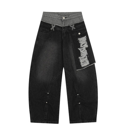 THETLSTUDIO Destroyed Scimitar Wide-Leg Jeans