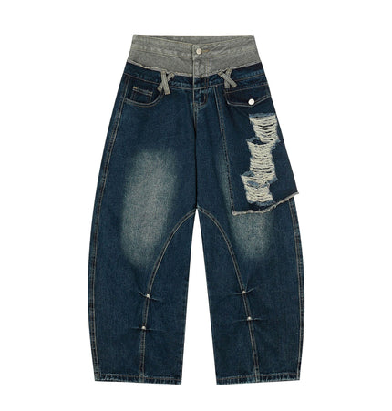 THETLSTUDIO Destroyed Scimitar Wide-Leg Jeans