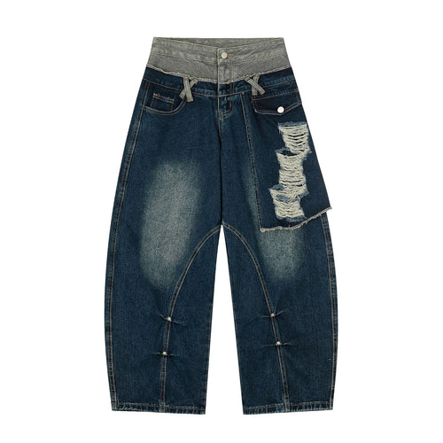 THETLSTUDIO Destroyed Scimitar Wide-Leg Jeans