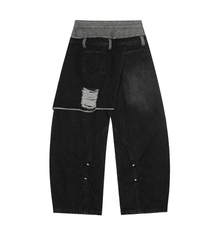 THETLSTUDIO Destroyed Scimitar Wide-Leg Jeans