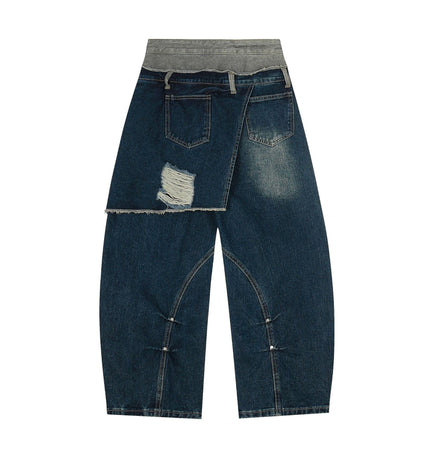 THETLSTUDIO Destroyed Scimitar Wide-Leg Jeans