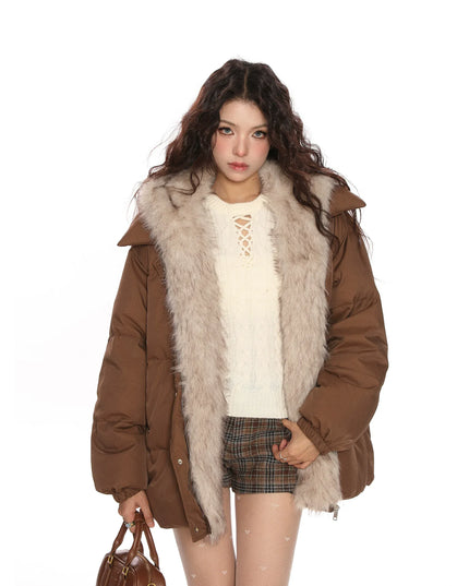 TALKLESSFASHION Detachable Fur Padded Down Jacket