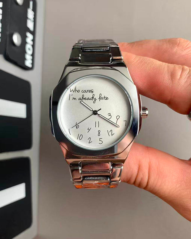 TALKLESSFASHION Digital graffiti silver white Square silver band square watch