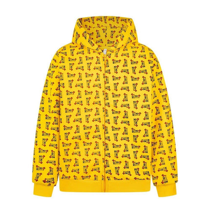 TALKLESSFASHION Digital print letter zip  hooded cardigan sweatshirt