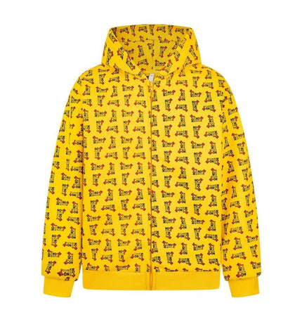 TALKLESSFASHION Digital print letter zip  hooded cardigan sweatshirt