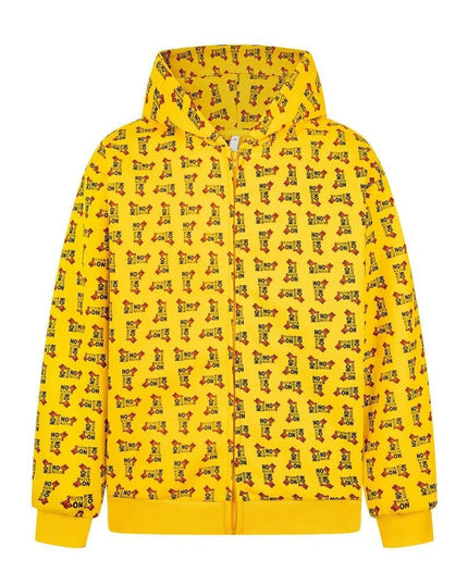 TALKLESSFASHION Digital print letter zip  hooded cardigan sweatshirt