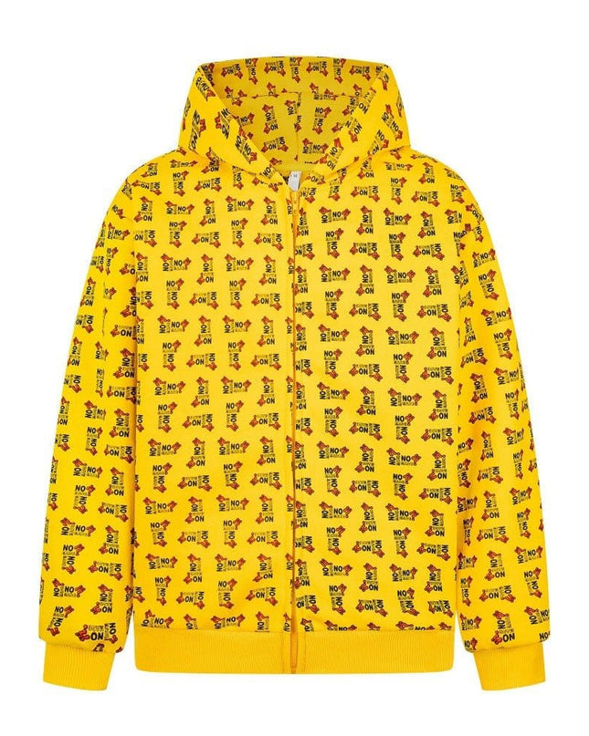 TALKLESSFASHION Digital print letter zip  hooded cardigan sweatshirt