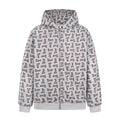 TALKLESSFASHION Digital print letter zip  hooded cardigan sweatshirt