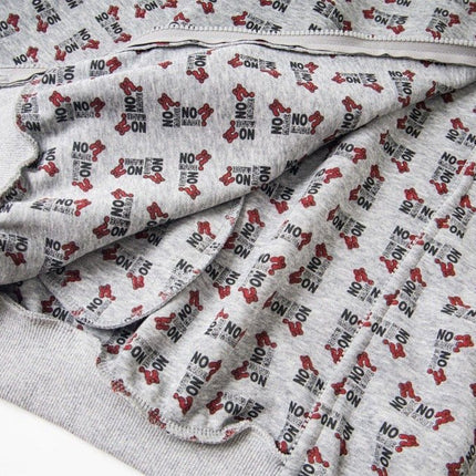 TALKLESSFASHION Digital print letter zip  hooded cardigan sweatshirt