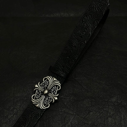 TALKLESSFASHION Direction of Light American vintage cross belt embossed snap buckle niche belt versatile trouser belt