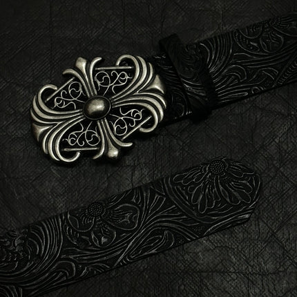 TALKLESSFASHION Direction of Light American vintage cross belt embossed snap buckle niche belt versatile trouser belt