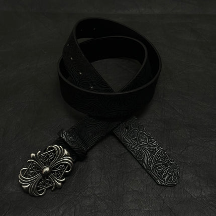 TALKLESSFASHION Direction of Light American vintage cross belt embossed snap buckle niche belt versatile trouser belt