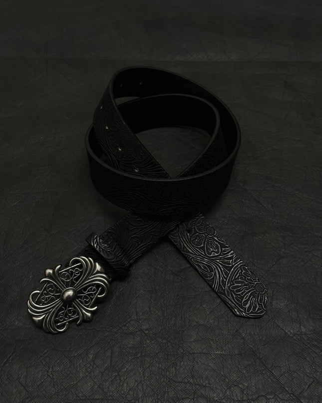 TALKLESSFASHION Direction of Light American vintage cross belt embossed snap buckle niche belt versatile trouser belt