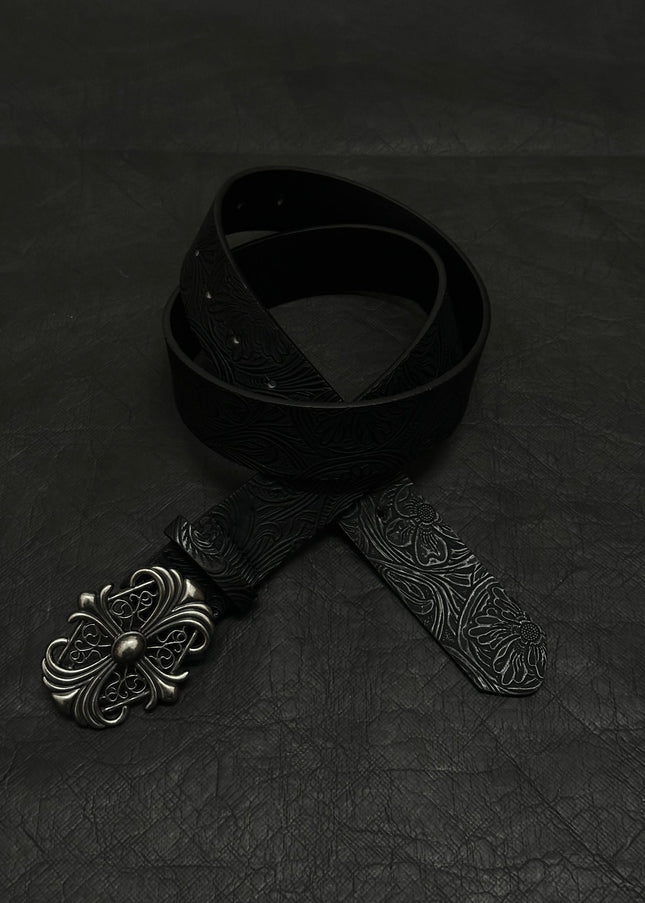 TALKLESSFASHION Direction of Light American vintage cross belt embossed snap buckle niche belt versatile trouser belt