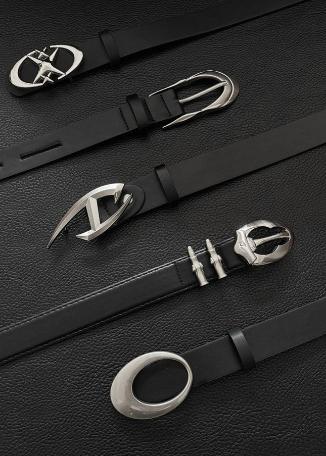 TALKLESSFASHION Direction of Light belt men's design sense high-end ins black belt accessories trouser belt versatile trend