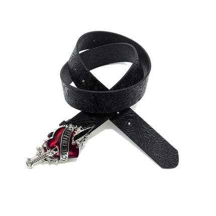 TALKLESSFASHION Direction of Light: Dark wind, a sword-piercing big scalp, embossed punk street belt decoration