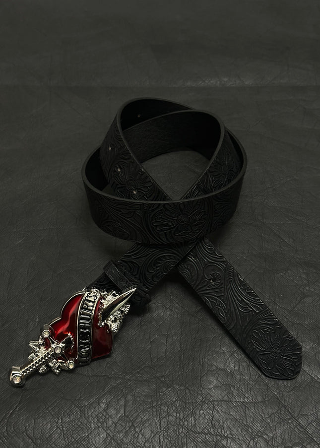 TALKLESSFASHION Direction of Light: Dark wind, a sword-piercing big scalp, embossed punk street belt decoration