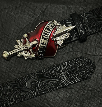 THETLSTUDIO Direction of Light: Dark wind, a sword-piercing big scalp, embossed punk street belt decoration