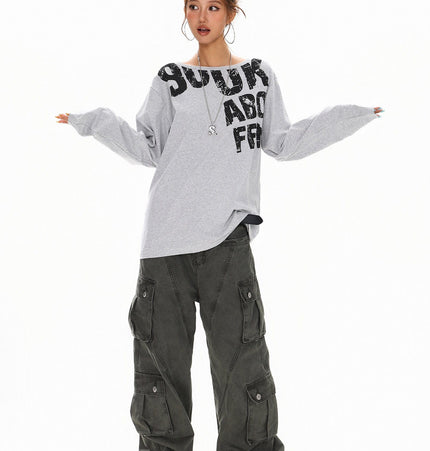 THETLSTUDIO Disruptive Lettering Off-Shoulder Top
