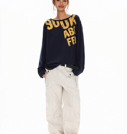 THETLSTUDIO Disruptive Lettering Off-Shoulder Top
