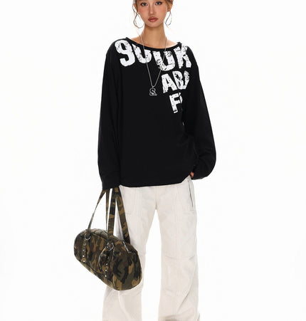 THETLSTUDIO Disruptive Lettering Off-Shoulder Top