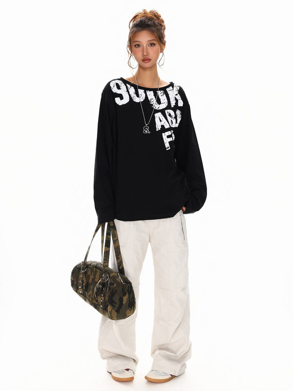 Disruptive Lettering Off-Shoulder Top