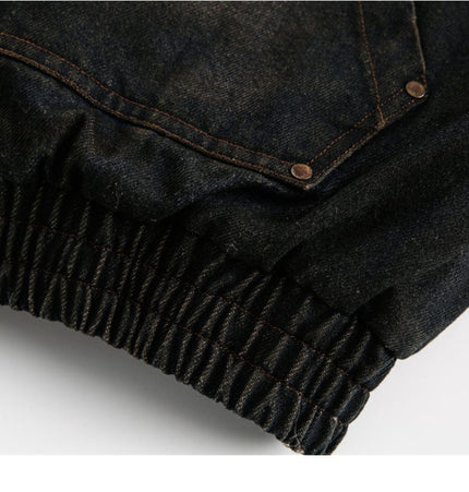 TALKLESSFASHION Distressed Cotton Denim Hooded Coat Jacket—7854