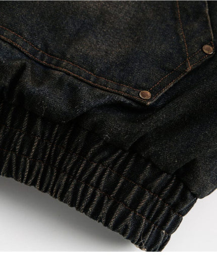 TALKLESSFASHION Distressed Cotton Denim Hooded Coat Jacket—7854