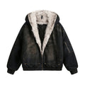 TALKLESSFASHION Distressed Cotton Denim Hooded Coat Jacket—7854