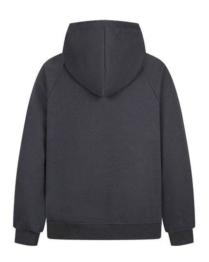 TALKLESSFASHION Distressed Letter Print Embroidered Hooded Sweatshirt