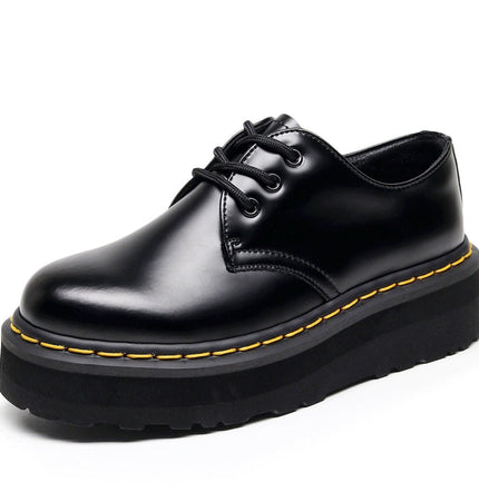 TALKLESSFASHION [do not grind feet] lightweight -1461 platform sole 3 hole martin shoes women's low-top genuine leather casual black student booties