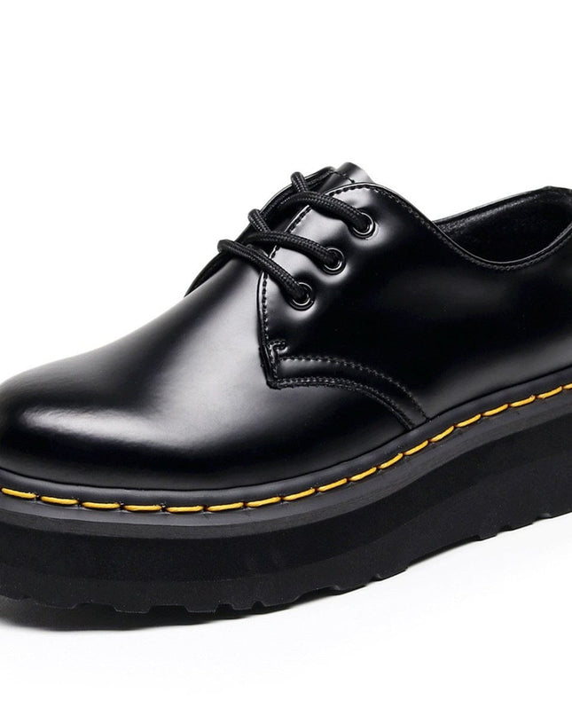 TALKLESSFASHION [do not grind feet] lightweight -1461 platform sole 3 hole martin shoes women's low-top genuine leather casual black student booties