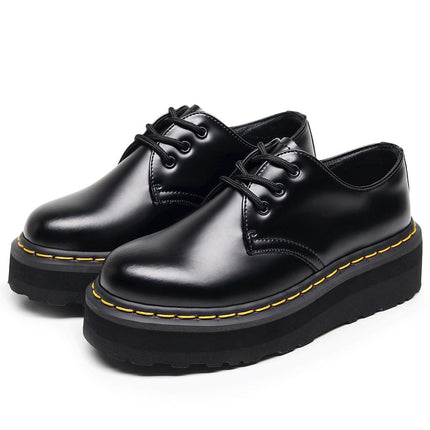 TALKLESSFASHION [do not grind feet] lightweight -1461 platform sole 3 hole martin shoes women's low-top genuine leather casual black student booties