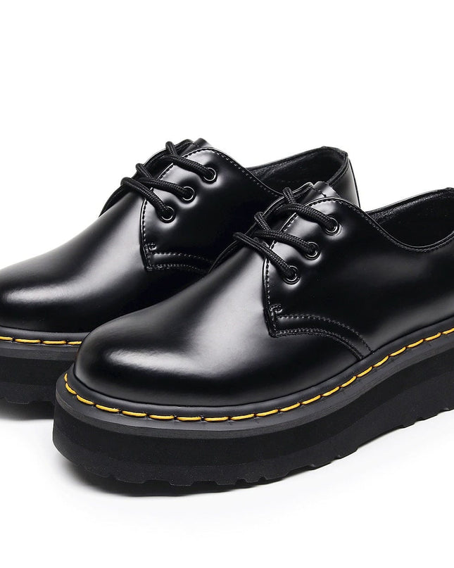 TALKLESSFASHION [do not grind feet] lightweight -1461 platform sole 3 hole martin shoes women's low-top genuine leather casual black student booties